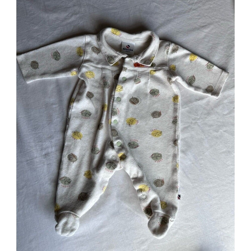VTG 90s Absorba Baby Romper Animal Print Footed Sleeper Storybook 0-3M Unisex
